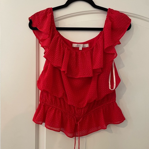 Lovers + Friends Red, off the shoulder Top, Like New - Picture 1 of 7